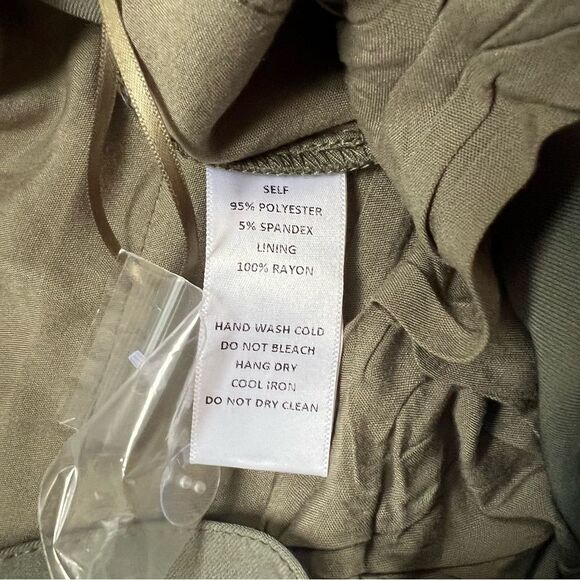 All:Row Pants Trousers Wide Leg High Waist Pleated Green Size Medium Annie Hall - Picture 8 of 10